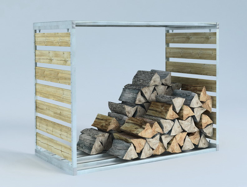 Kovový dřevník Modern 1,8 m3 - lazura palisandr
