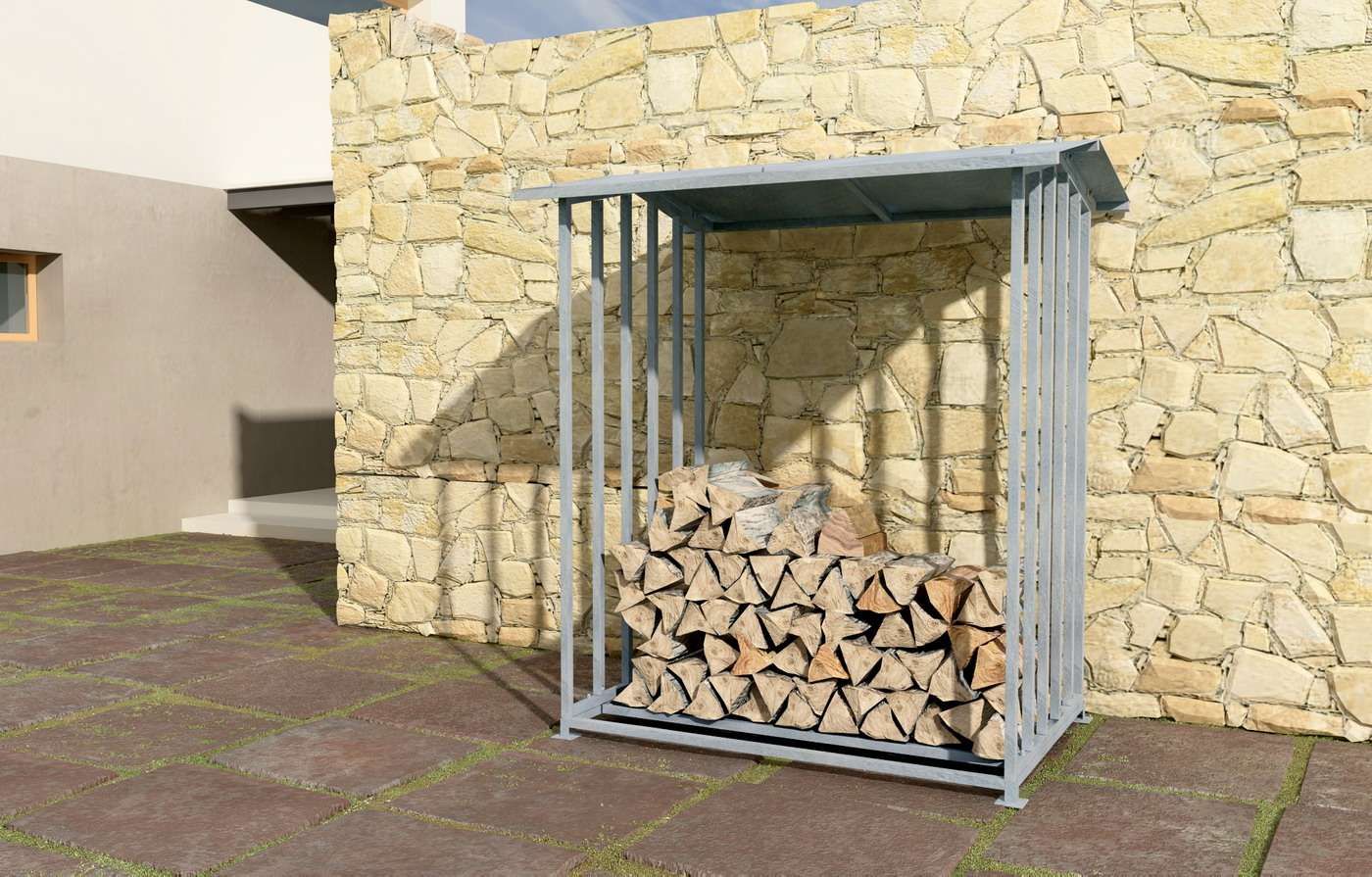 Kovový dřevník Elegant 2,3 m3 - včetně přídavných nohou - lepší proudění vzduchu