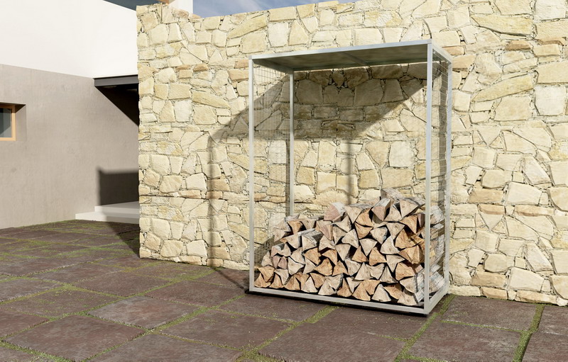 Kovový dřevník Cube 2,4 m3 bez přídavných spodních nohou